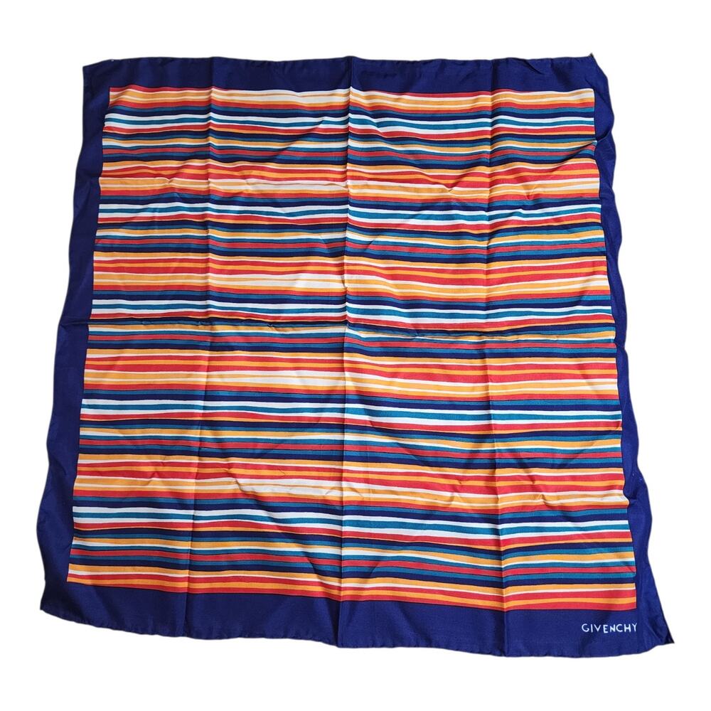 Givenchy All Over Large Silk Scarf Women's Blue 26" x 26"